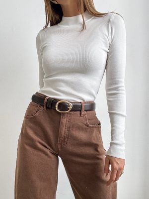 Enza Ribbed Long Sleeve in Ivory