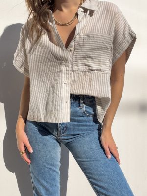 Frankie Stripe Top in Gray
