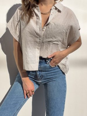 Frankie Stripe Top in Gray